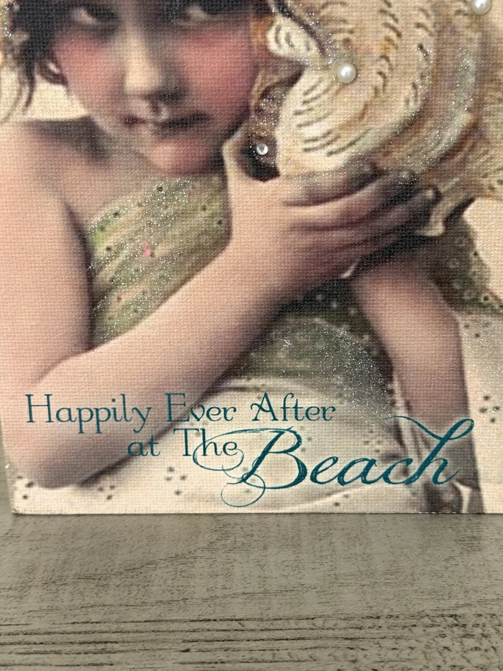 Happily ever after the beach wooden frame